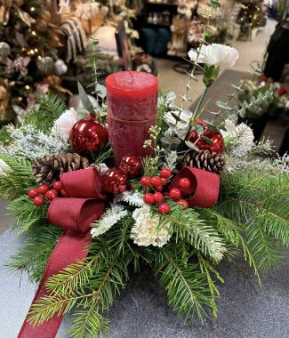 Red Ribbon Christmas Centrepiece