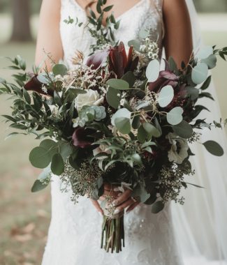 Burgundy & Eucalyptus Bridal Bouquet